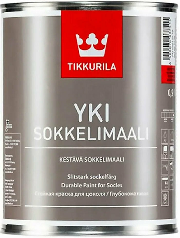 TIKKURILA Yki Sokkelimaali base A краска для цоколя и фасадов акрилатная (0,9л)