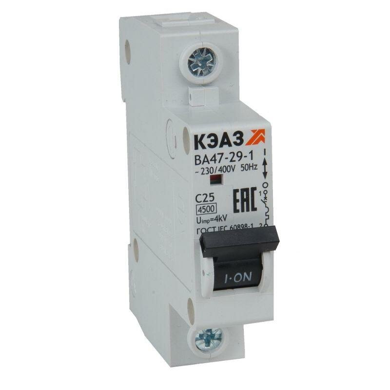 Выключатель автоматический модульный ВА47-29-1C40-УХЛ3 (4.5кА) | код.318203 | КЭАЗ (9шт.в упак.)