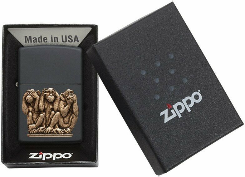 Зажигалка ZIPPO Classic с покрытием Black Matte, латунь/сталь, чёрная, матовая, 38x13x57 мм № 29409 - фотография № 4