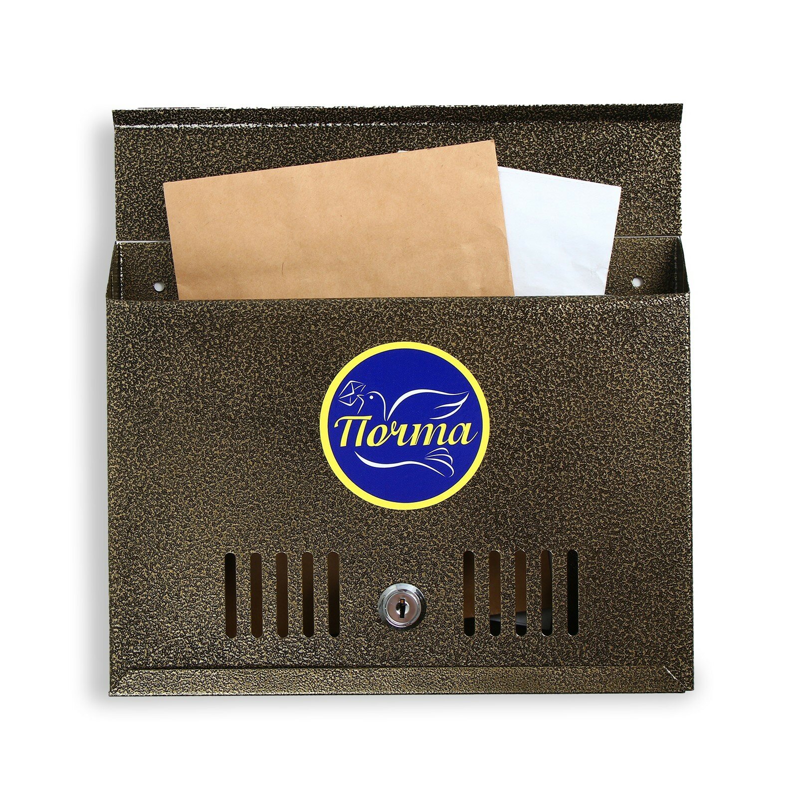 Ящик почтовый с замком, горизонтальный «Широкий», бронзовый - фотография № 1