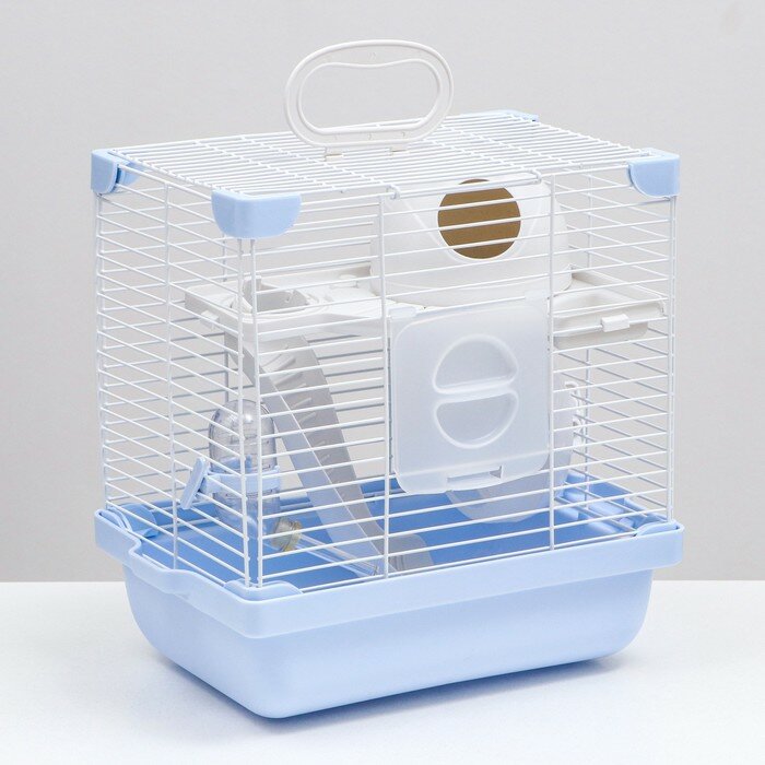 Клетка для грызунов укомплектованная, 27 х 19 х 28 см, голубая - фотография № 1