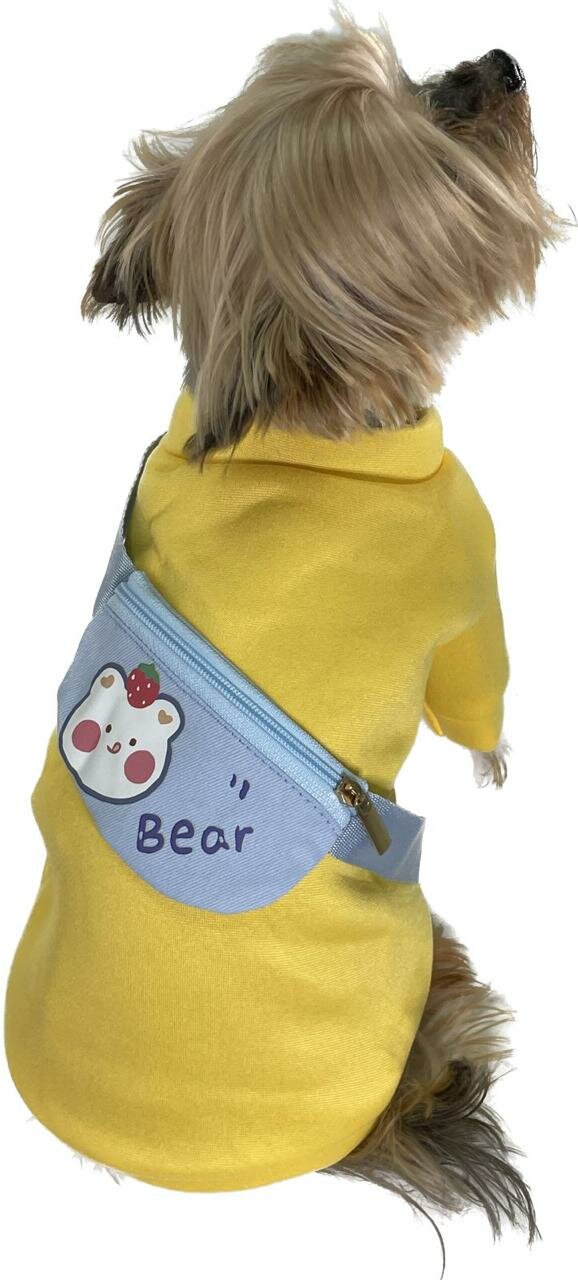 Одежда для собак теплый плюшевый свитер желтый с сумкой XS - фотография № 1