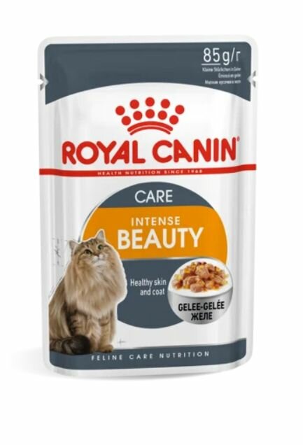 ROYAL CANIN INTENSE BEAUTY пауч желе влажный корм для кошек старше 1-го года для поддержания красоты шерсти 85г х 5 шт