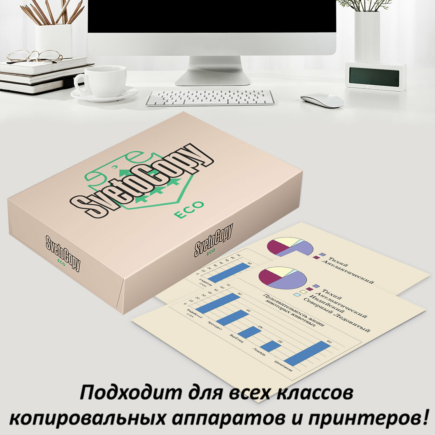 Бумага офисная А4, 80 г/м2, 500 л., SVETOCOPY ECO, белизна 60%, Sylvamo, Россия