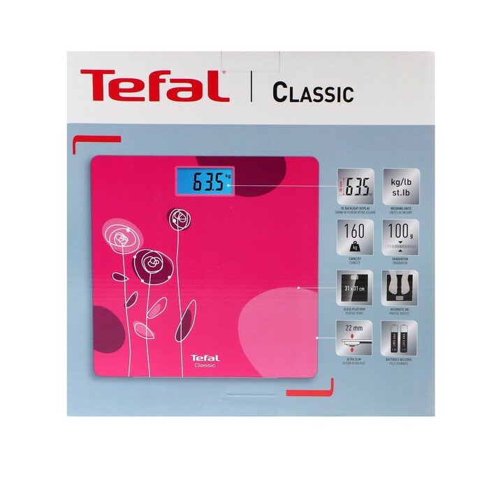 Весы напольные Tefal Classic PP1531V0, электронные, до 160 кг, розовые - фотография № 5