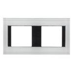 Рамка-2 BingoElec M4-2FWhite белое стекло с чёрными вставками - изображение