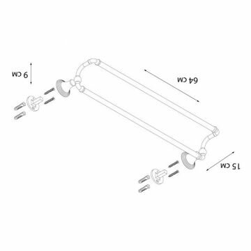 Держатель полотенец трубчатый (60 см.) двойной Fixsen Luksor FX-71602B черный - фотография № 2