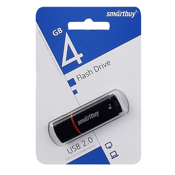 SB4GBCRW-K, 4GB USB 2.0 Crown series, Black, SmartBuy