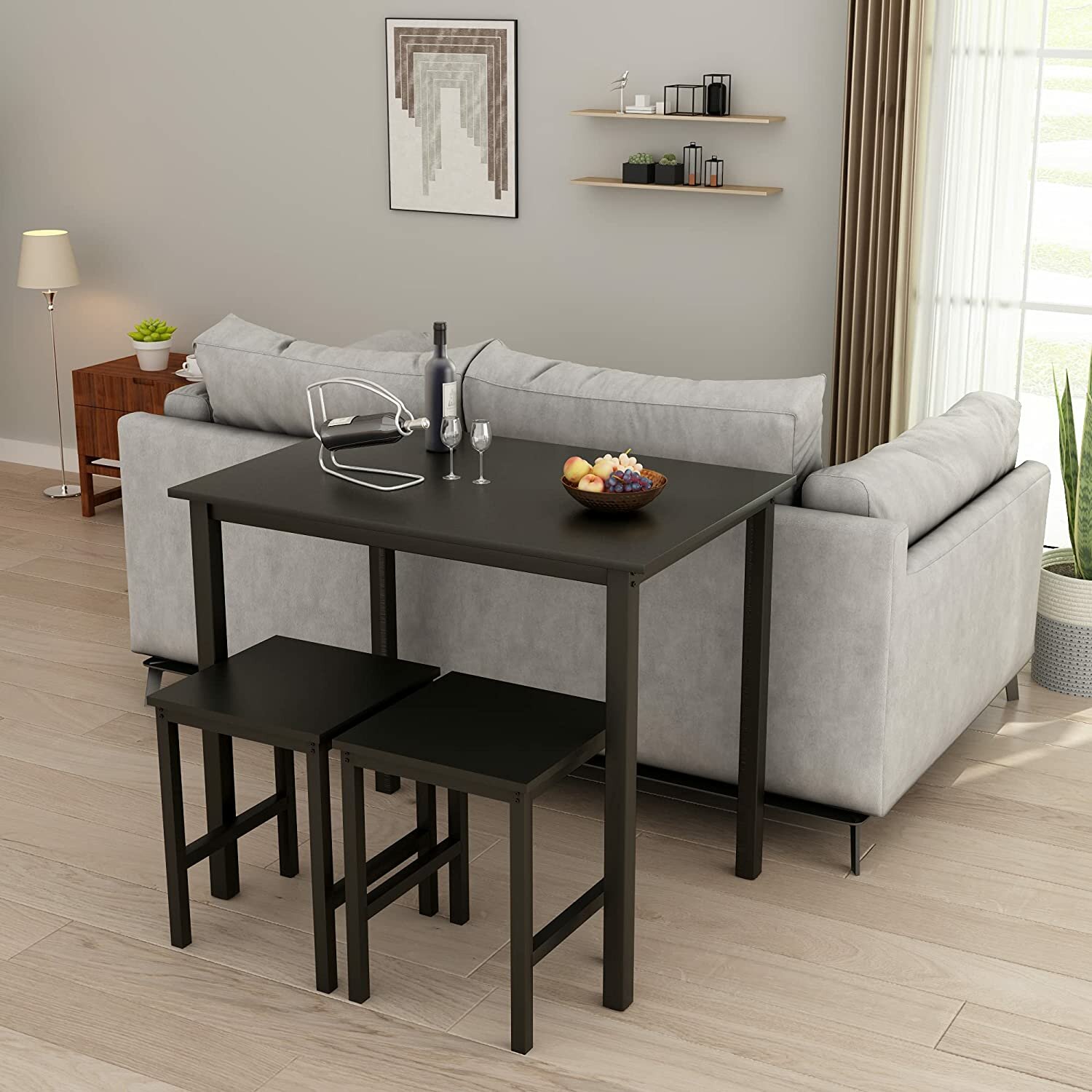 Комплект обеденной мебели Челси черный из 3-х предметов в стиле Лофт (1 стол /2 стула) - фотография № 3