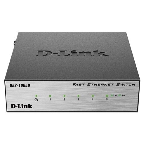 D-Link DES-1005D/O2B Неуправляемый коммутатор с 5 портами 10/100BASE-TX