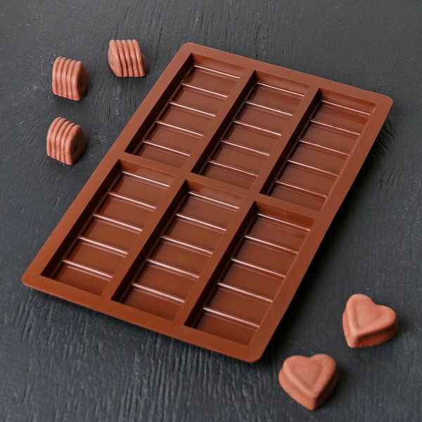 Форма для шоколада силиконовая "Плитка", 26x17x1.5 см, 6 ячеек - фотография № 4