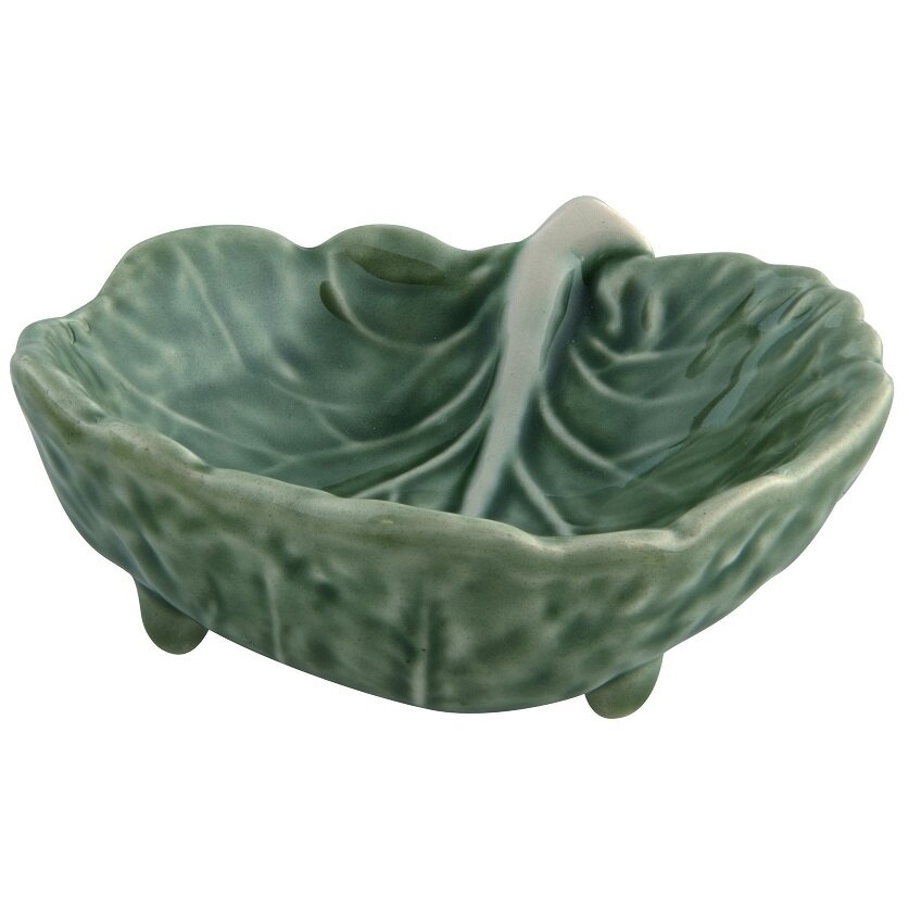 фото Соусник "Капуста", длина 9 см, цвет зеленый, керамика, Bordallo Pinheiro, Португалия, BOR65016707