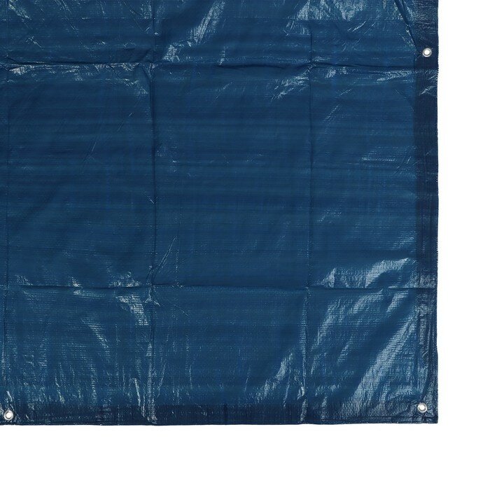 Тент защитный, 6 × 5 м, плотность 60 г/м², УФ, люверсы шаг 1 м, синий - фотография № 2