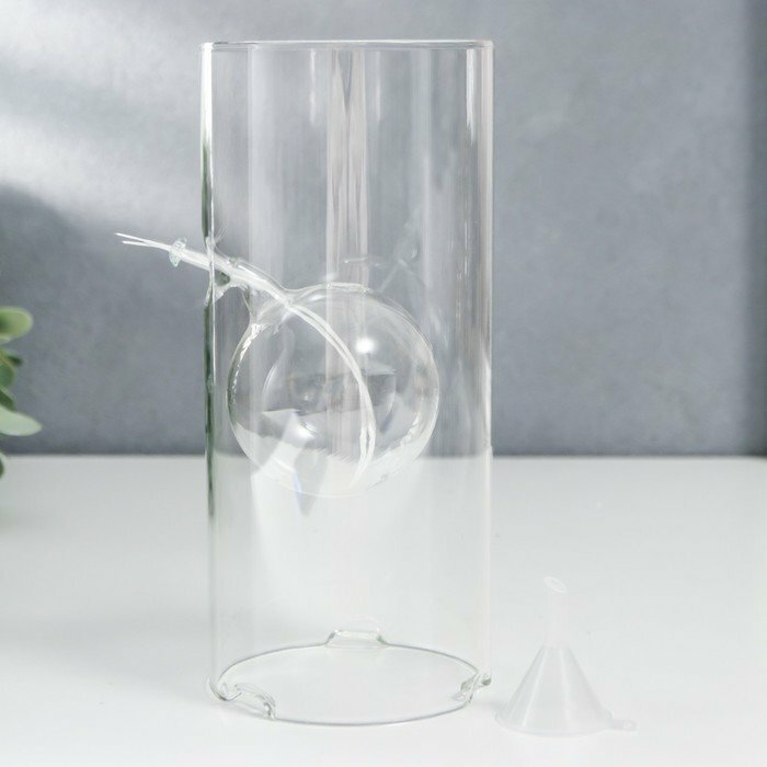 Подсвечник керосиновый стекло "Цилиндр с шаром" прозрачный 18х8х8 см - фотография № 2