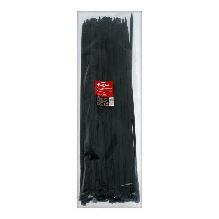 Хомут нейлоновый пластик тундра krep, для стяжки, 7.6х500 мм, черный, в уп. 100 шт (комплект из 3 шт) - фотография № 2