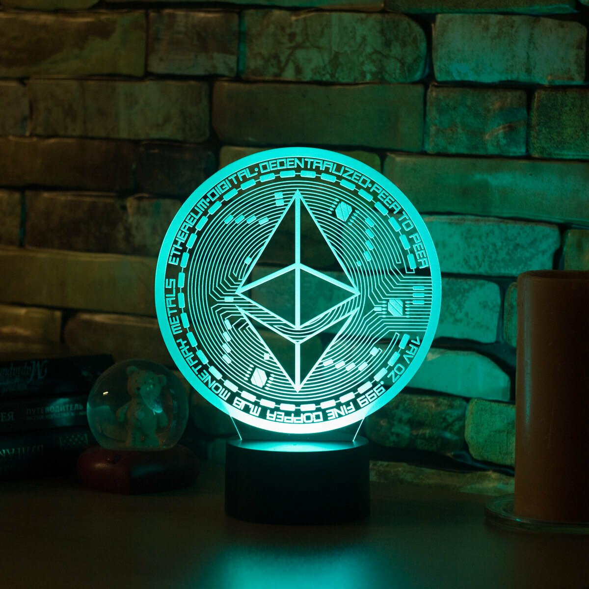 Ночник детский 3D Светильник Ethereum (Эфириум) - фотография № 1