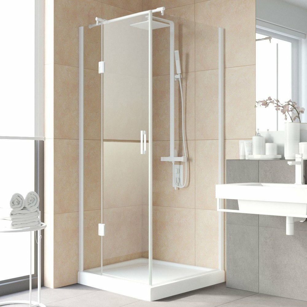Vegas Glass Душевой уголок Vegas Glass AFP-Fis Lux 90 01 01 L профиль белый, стекло прозрачное