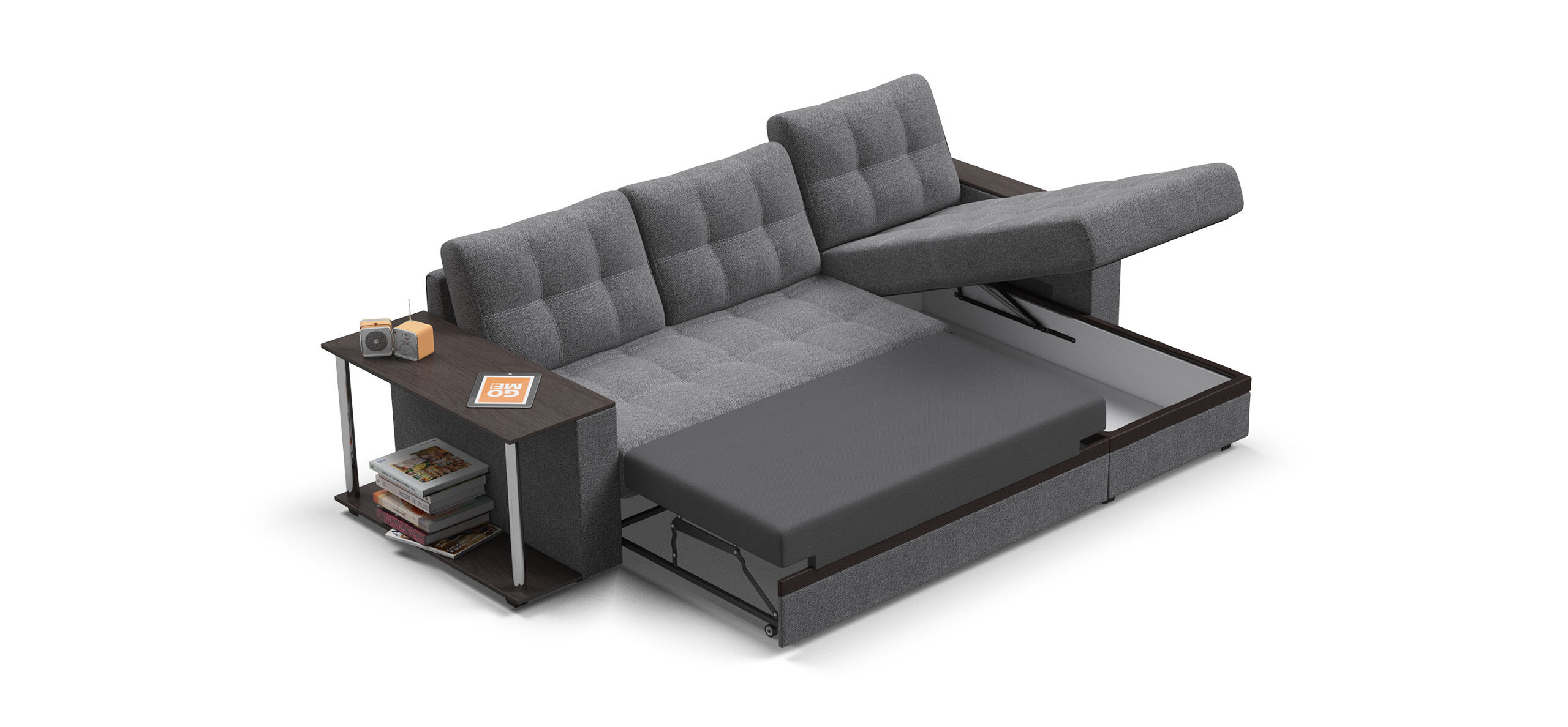 Угловой диван Много мебели Атланта Люкс рогожка Malmo серый - фотография № 8
