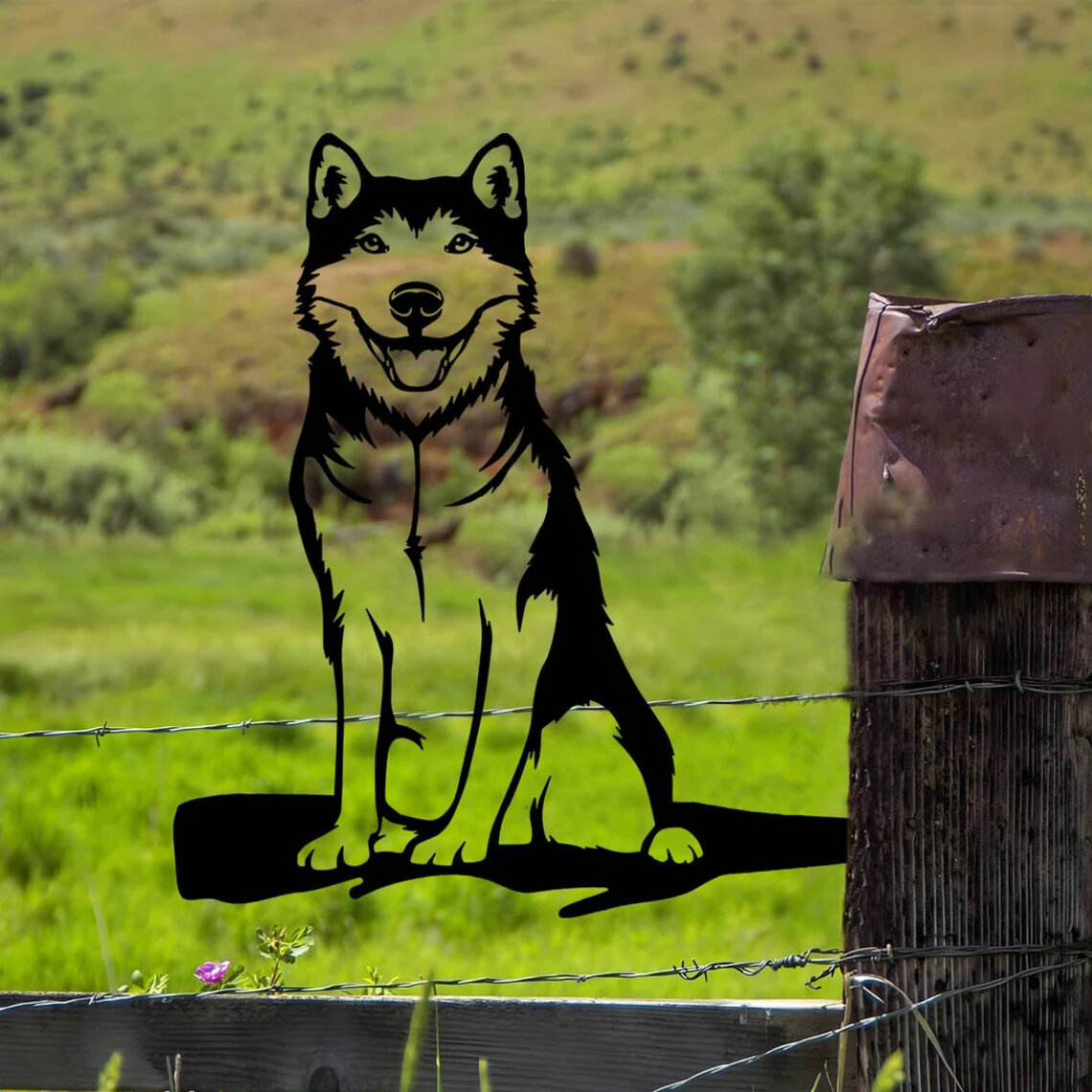 Садовая фигура из металла собака Сиба-ину - фотография № 2