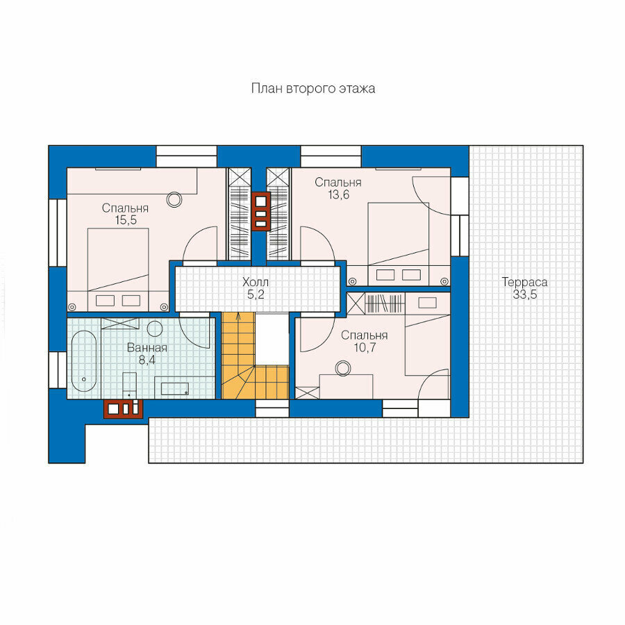 Проект каркасного дома Catalog-Plans-63-42X (108,72кв.м, 13,46x7,96м, каркас 200) - фотография № 3