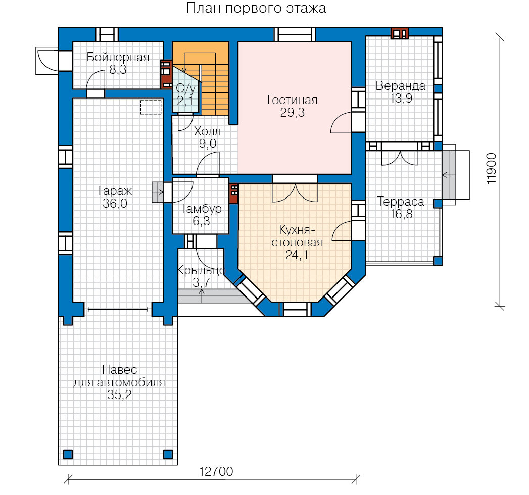 58-43-Catalog-Plans - Проект двухэтажного дома из газобетона с террасой - фотография № 2