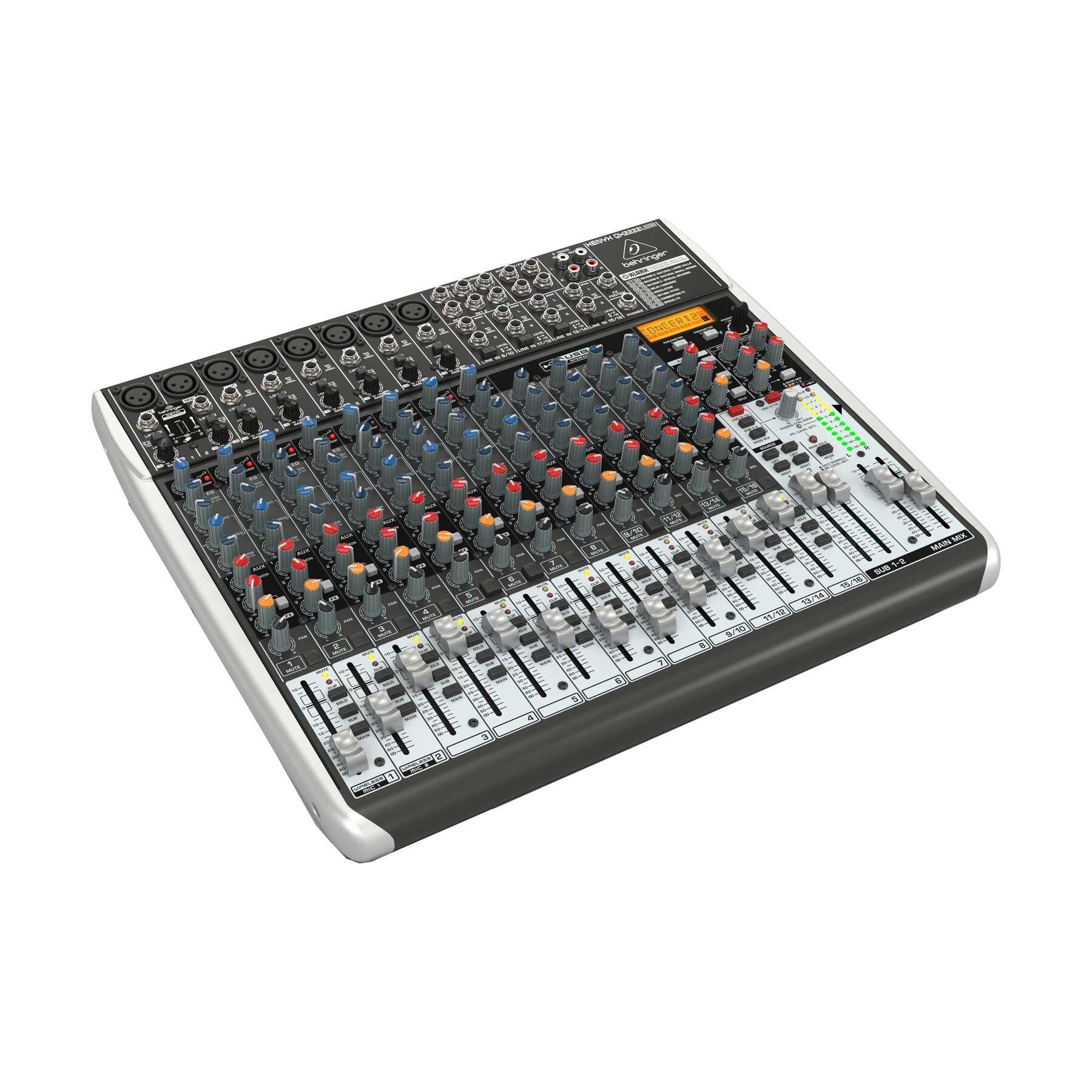 Behringer QX2222USB микшер, 16каналов, 3-х полосный эквалайзер DSP KLARK TEKNIK, USB интерфейс