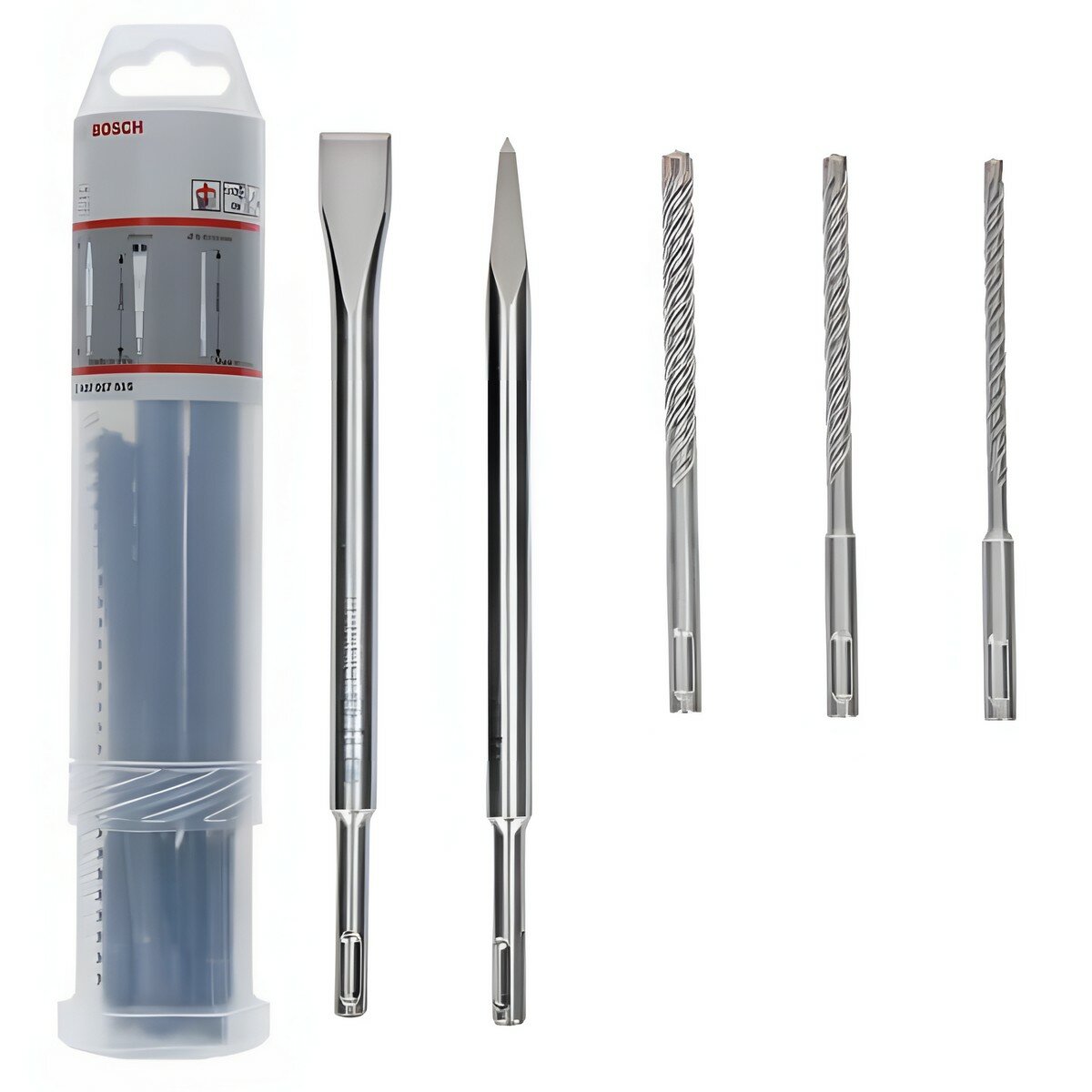 фото Набор буров и зубил 5 шт. (6,8,10х160 мм, долото 20х250 мм, пика 250мм) SDS-Plus 5X BOSCH 2607017515