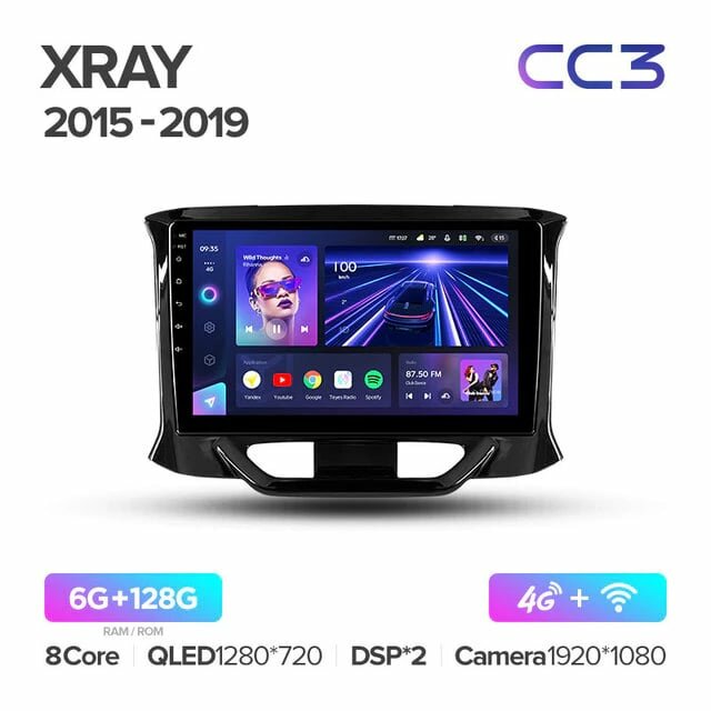 Магнитола Teyes CC3 для Lada Xray 2015-2019 9" 6/128 Gb