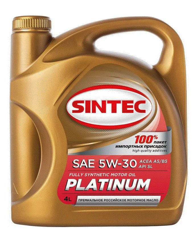 Моторное масло синтетическое Sintec Platinum SAE 5W-30 API SL, Acea A5/B5 4 л 801989/600158 .