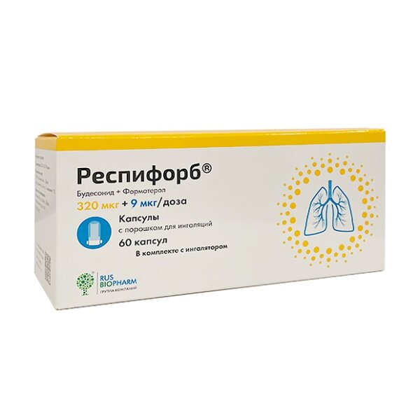 Респифорб капс.пор. д/ингал. 320мкг+9мкг/доза №60