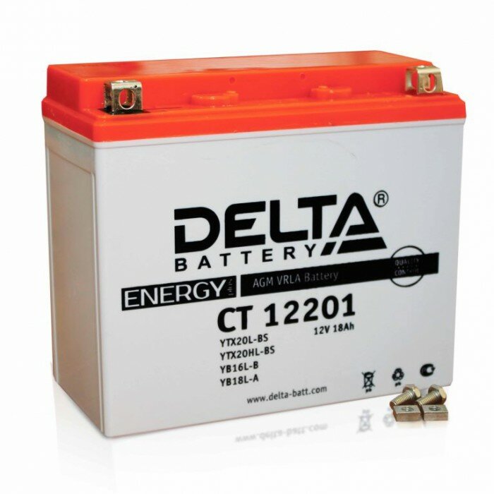 Батарея аккумуляторная для мотоциклов DELTA CT 12201 (YTX20L-BS YTX20HL-BS YB16L-B YB18L-A)