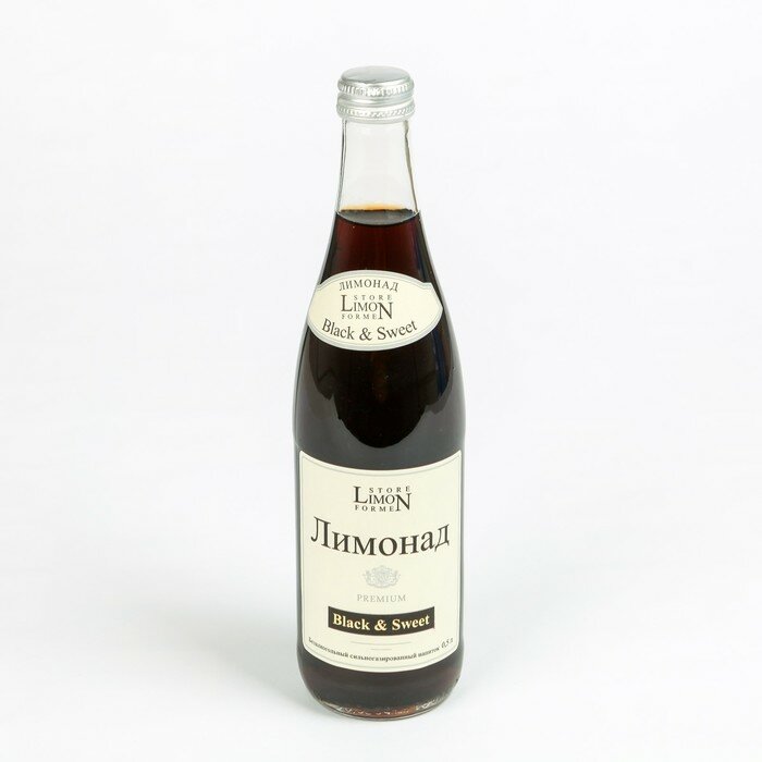 Напиток безалкогольный сильногазированный "Black & Sweet" PREMIUM с ароматом лимона и лайма. 0,5л ст - фотография № 1