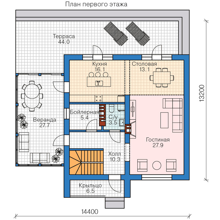 62-63-Catalog-Plans - Проект двухэтажного дома из газобетона с террасой - фотография № 2