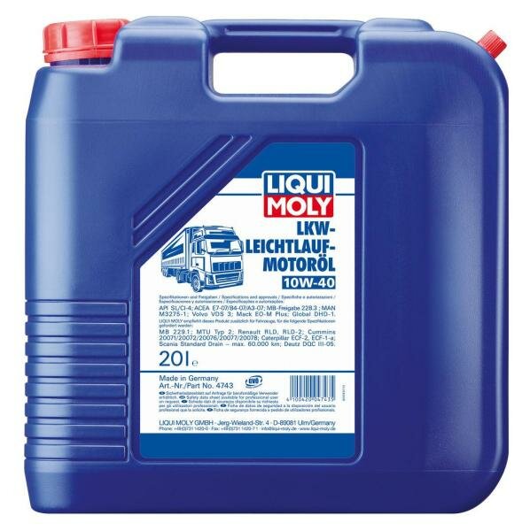 НС-синтетическое моторное масло LiquiMoly LKW-Leichtlauf-Motoroil Basic 10W40 20 л 4743