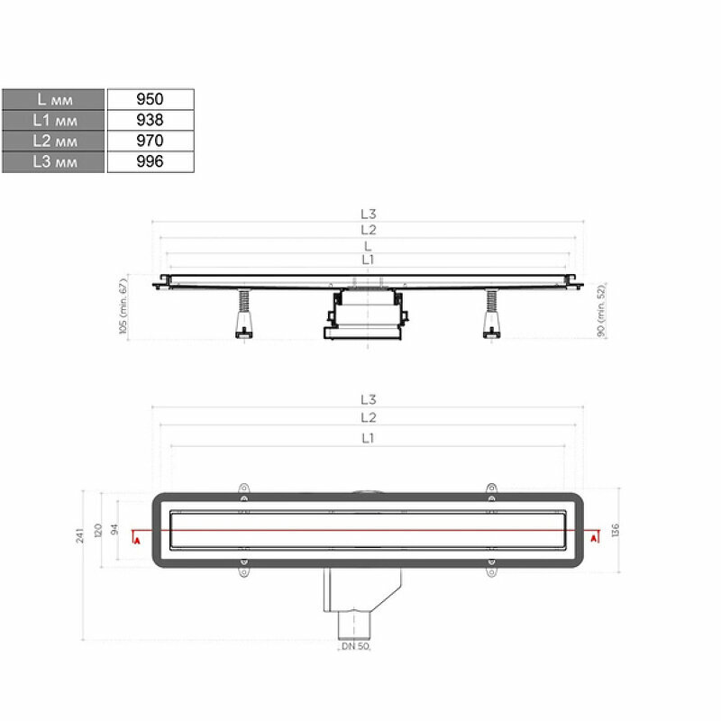 Душевой лоток Pestan Confluo Premium Line 950 White Glass 13000352 с двухсторонней решеткой Хром матовый Белый глянцевый - фотография № 11