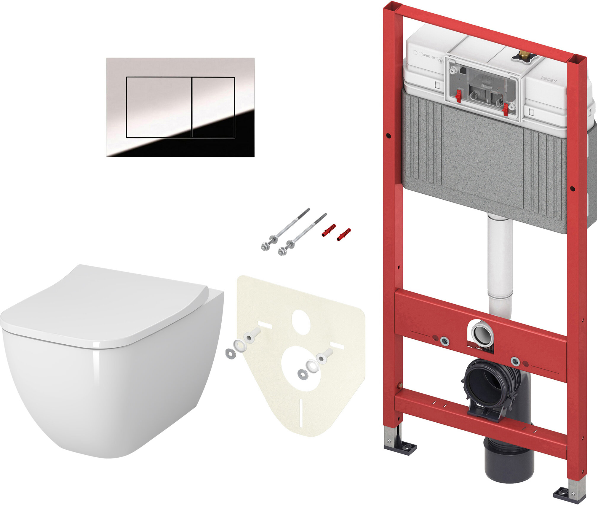 Комплект Унитаз подвесной VitrA Shift 7742B003-0075 с микролифтом + Инсталляция TECE Now 9400412 4 в 1 с кнопкой смыва