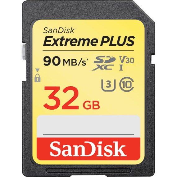 Карта памяти SD 32 Gb Sandisk SDHC Extreme Plus, cl 10, 90 Mb/s, UHS-I U3 (SDSDXWF-032G-GNCIN)