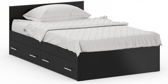 Кровать с ящиками Стандарт 1200, цвет венге, ШхГхВ 123,5х203,5х70 см., сп.м. 1200х2000 мм., без матраса, основание есть