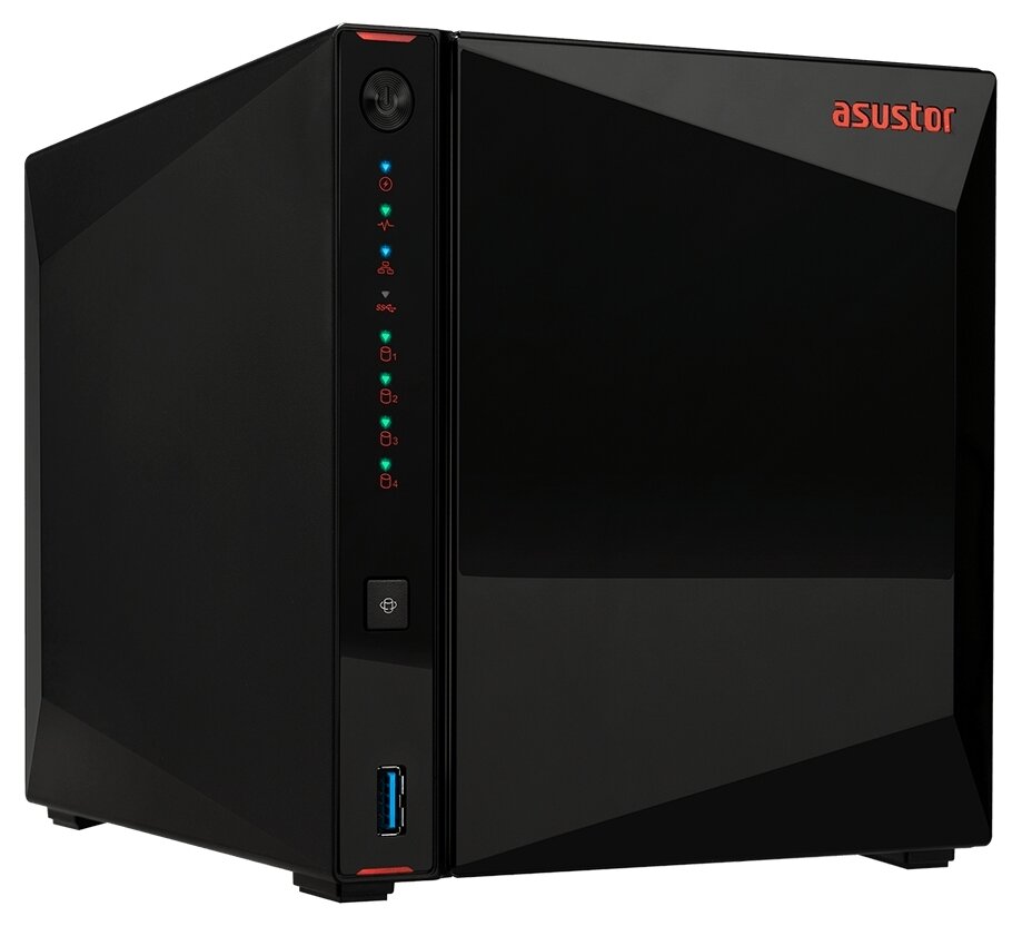 Сетевое хранилище Asustor NIMBUSTOR 4 AS5304T 90IX0181-BW3S20 настольный 4шт. 2.5",3.5" SATA III 64TB RAID 0,RAID 1,RAID 10,RAID 5,RAID 6,Single disk 4 GB DDR4 Кол-во сетевые интерфейсов 2шт. 2.5 Gb/s