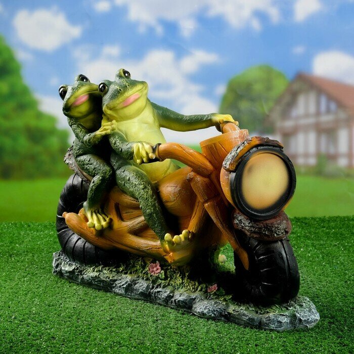Садовая фигура Лягушки на мотоцикле 48*35*12см - фотография № 1