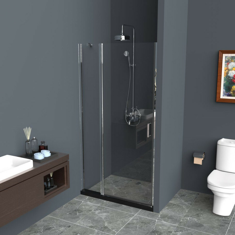 Душевая дверь 90 см Belbagno UNO-B-12-30+60-C-Cr прозрачное