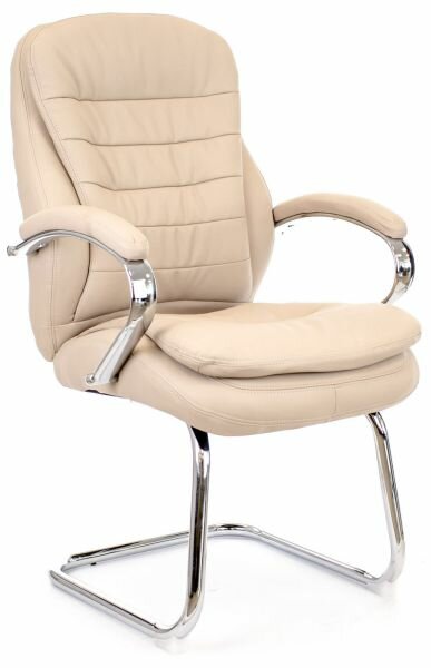 Офисное кресло для посетителелей Everprof Valencia CF экокожа анатомическая форма, поясничная поддержка, каркас немонолитный бежевый