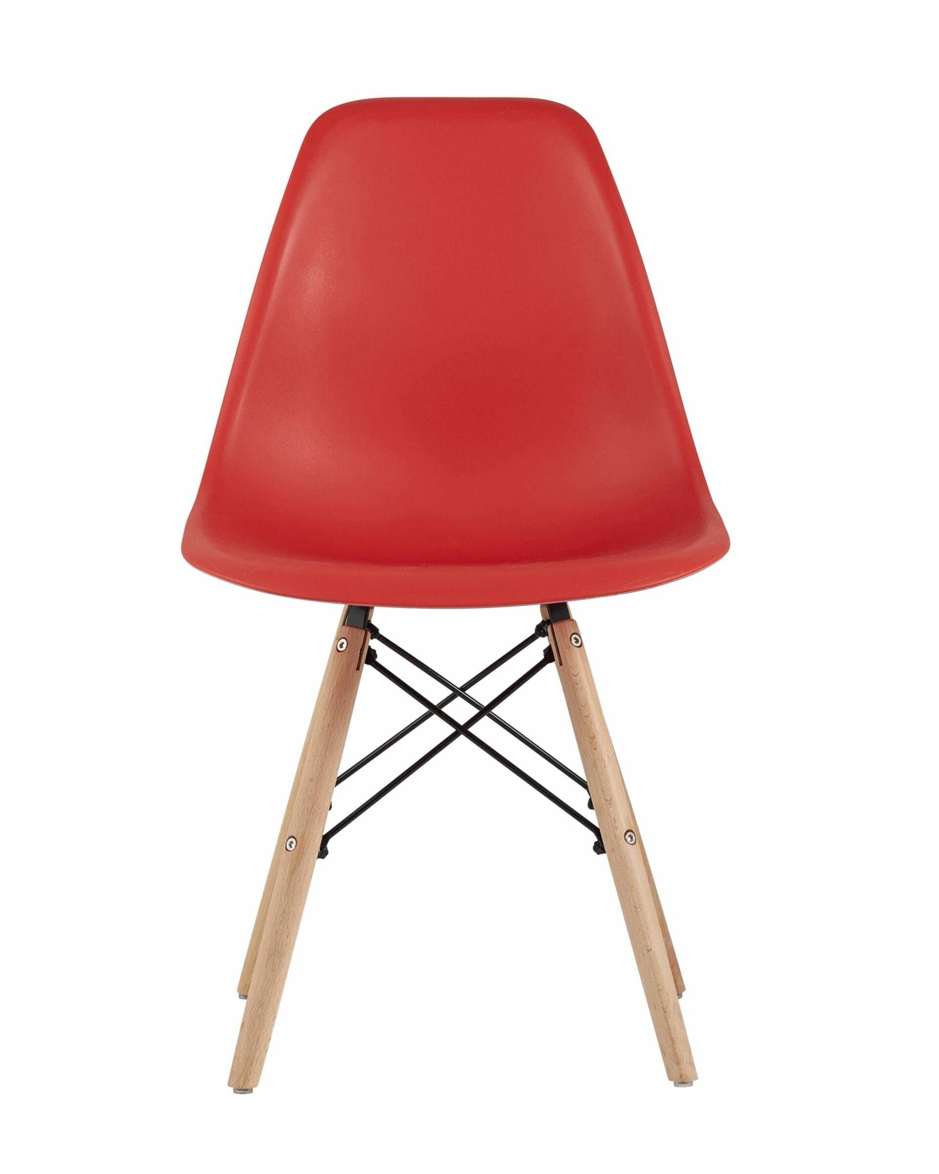 Стул STOOL GROUP DSW красный, литой полипропилен, стальной каркас, массив бука, 4 шт.