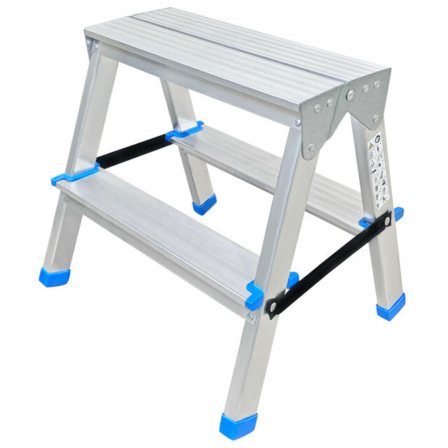 фото стремянка стальная LADDERBEL с алюминиевыми ступенями двухсторонняя 2 ступени