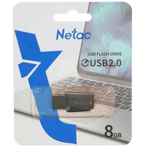 Netac USB Drive 8GB U197 NT03U197N-008G-20BK USB2.0 черный красный