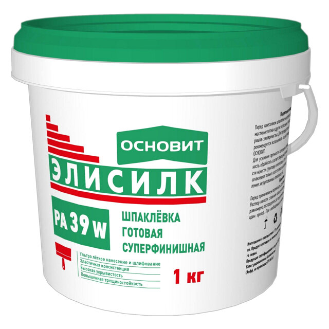 фото шпатлевка готовая основит Элисилк РА39W суперфинишная 1кг, арт.86654