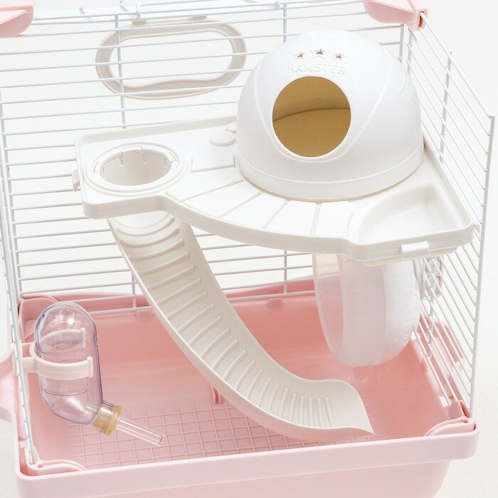 Клетка для грызунов укомплектованная, 27 х 19 х 28 см, розовая - фотография № 5