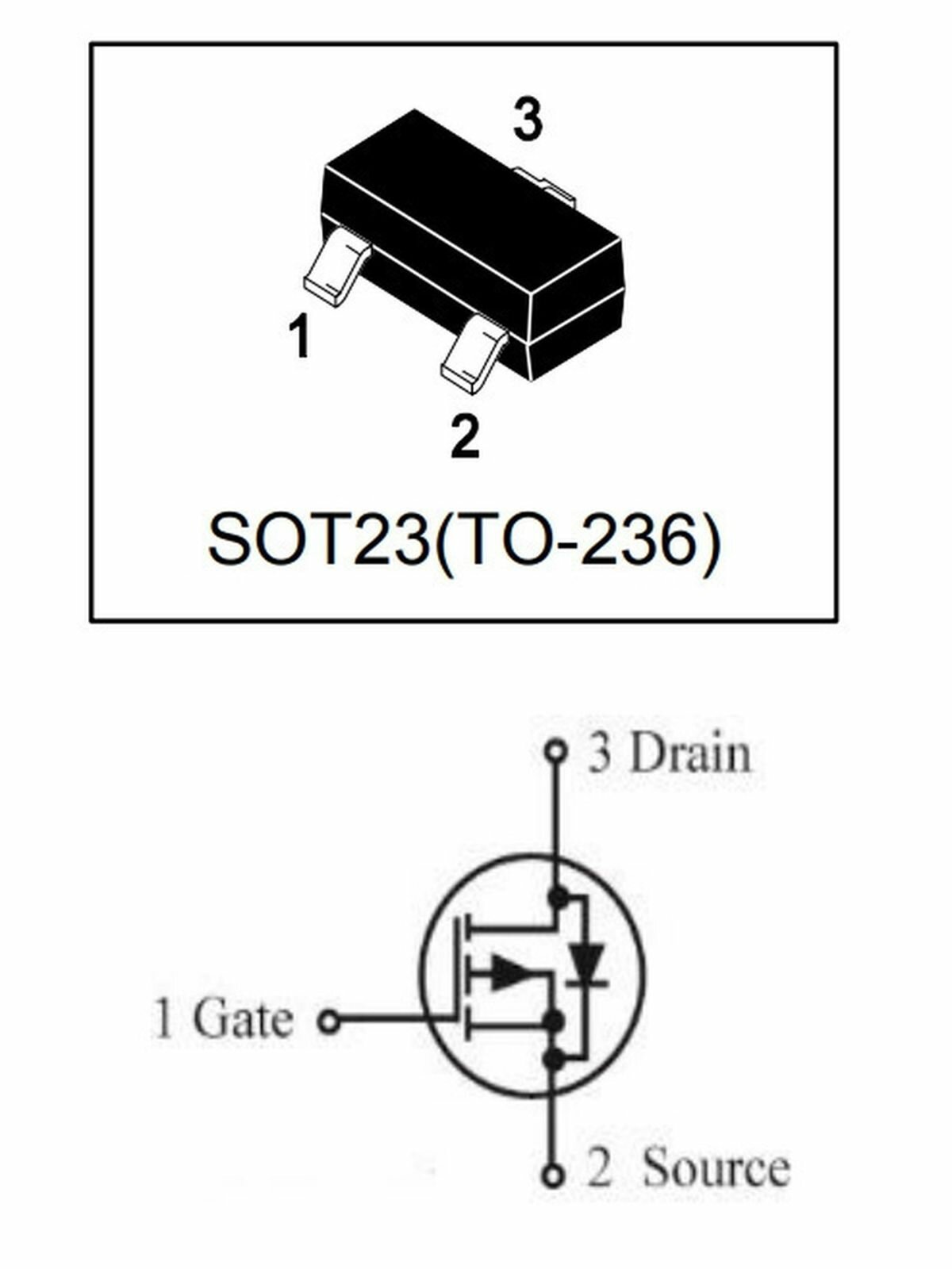 Микросхема LP2301ALT P-Channel MOSFET 20V 2A 1 шт.
