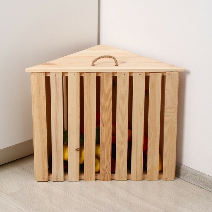 Ящик для овощей, 60 × 40 × 50 см, деревянный, угловой с полкой - фотография № 10