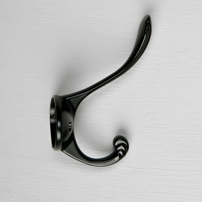 Крючок мебельный CAPPIO RARITY, двухрожковый, цвет черный (1шт.) - фотография № 4